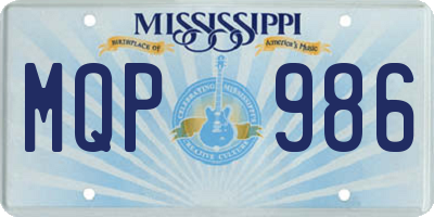 MS license plate MQP986