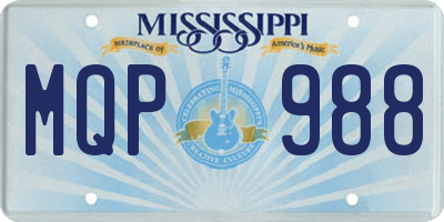 MS license plate MQP988