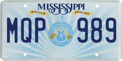 MS license plate MQP989