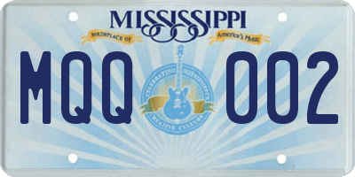 MS license plate MQQ002