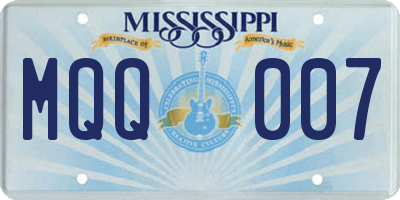 MS license plate MQQ007