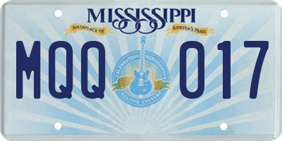 MS license plate MQQ017