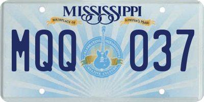 MS license plate MQQ037