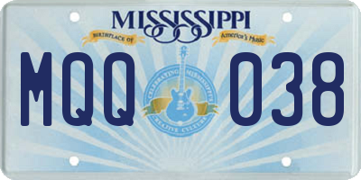 MS license plate MQQ038