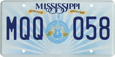MS license plate MQQ058