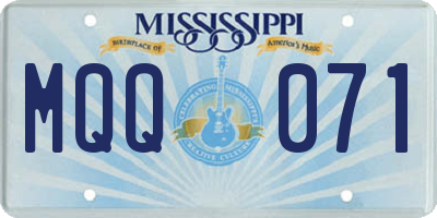 MS license plate MQQ071