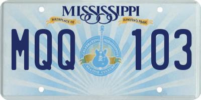 MS license plate MQQ103