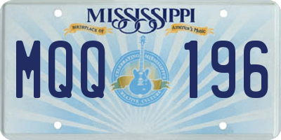 MS license plate MQQ196