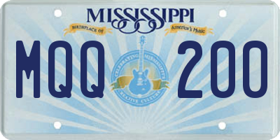 MS license plate MQQ200