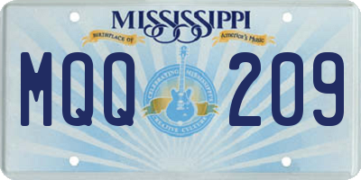 MS license plate MQQ209