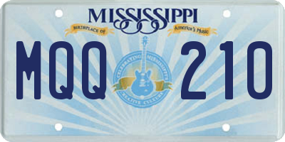 MS license plate MQQ210