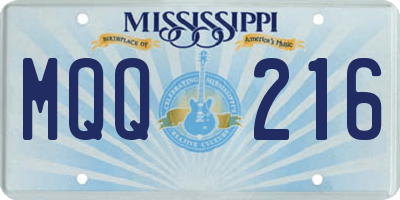 MS license plate MQQ216