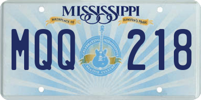 MS license plate MQQ218