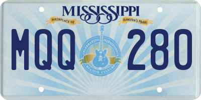 MS license plate MQQ280