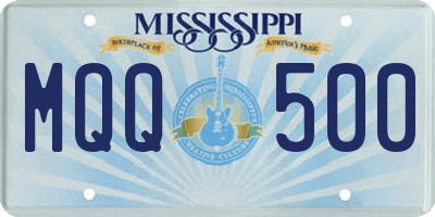 MS license plate MQQ500