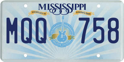 MS license plate MQQ758