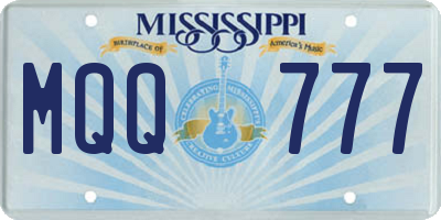 MS license plate MQQ777
