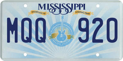 MS license plate MQQ920