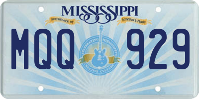 MS license plate MQQ929