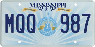 MS license plate MQQ987