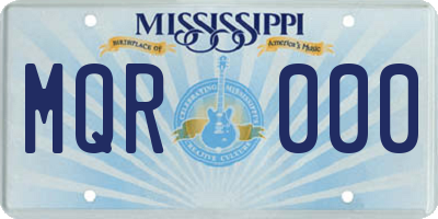 MS license plate MQR000