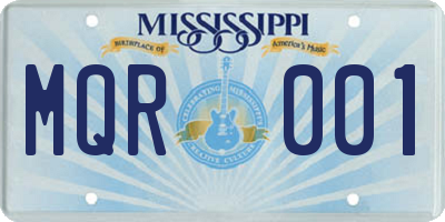 MS license plate MQR001
