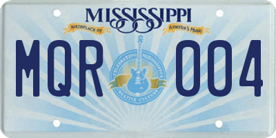MS license plate MQR004