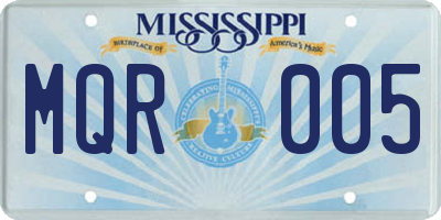 MS license plate MQR005