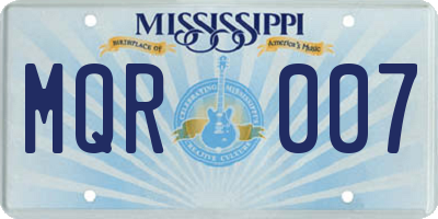 MS license plate MQR007
