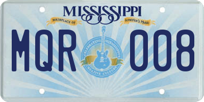 MS license plate MQR008