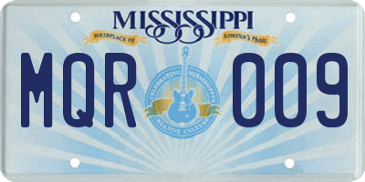 MS license plate MQR009