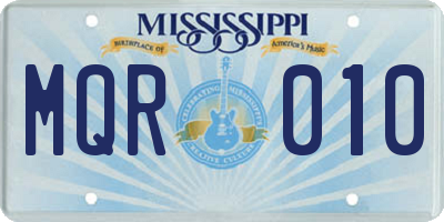 MS license plate MQR010