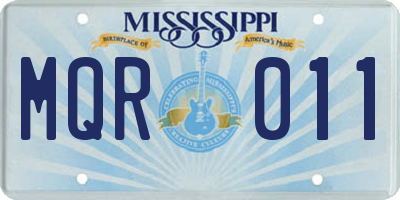 MS license plate MQR011