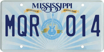 MS license plate MQR014