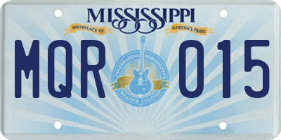 MS license plate MQR015