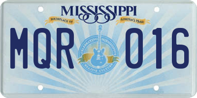 MS license plate MQR016