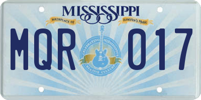 MS license plate MQR017