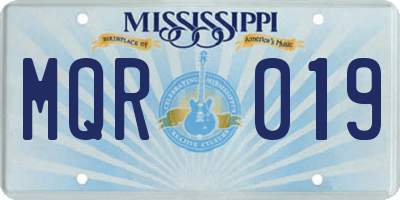 MS license plate MQR019