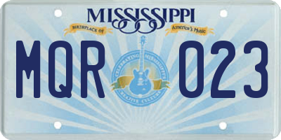 MS license plate MQR023