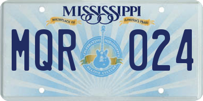 MS license plate MQR024