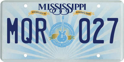 MS license plate MQR027