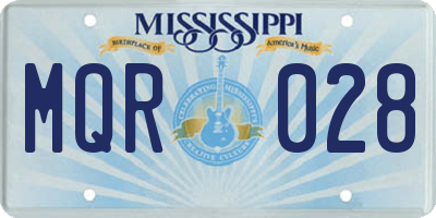 MS license plate MQR028