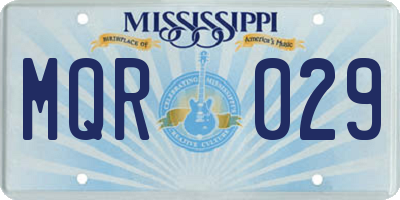 MS license plate MQR029