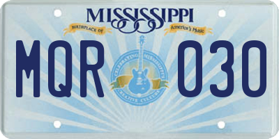 MS license plate MQR030