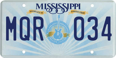 MS license plate MQR034