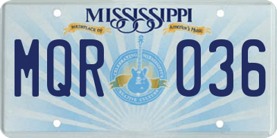 MS license plate MQR036