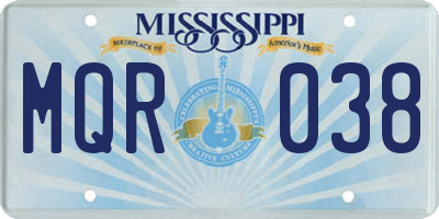 MS license plate MQR038