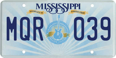 MS license plate MQR039