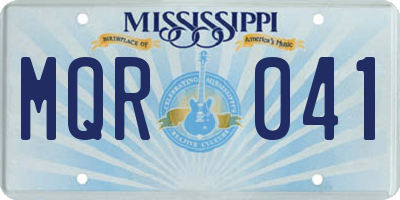 MS license plate MQR041