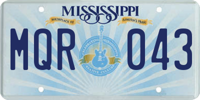 MS license plate MQR043